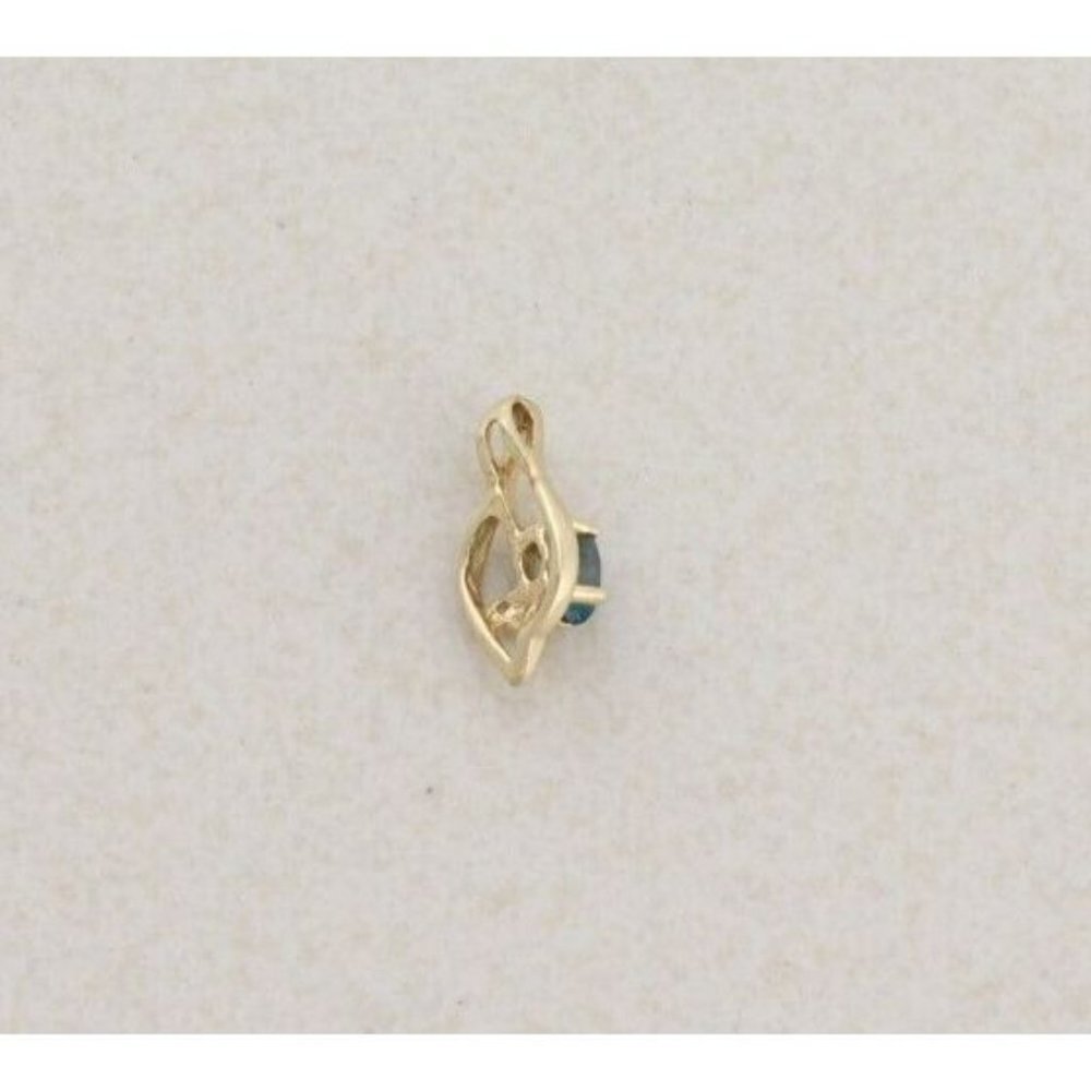 Pendant Only 14k Yellow Gold Natural Blue Topaz and Diamond Pendant - Picture 3 of 5